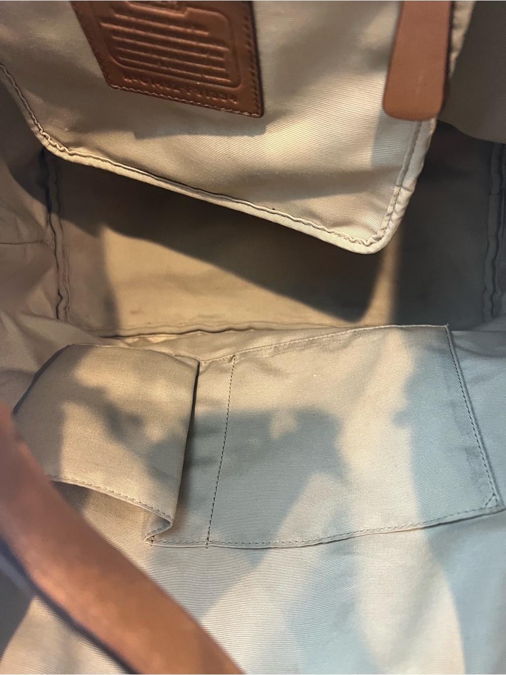 Coach Cream and Brown Leather Two-Tone Tote - Picture 8 of 15